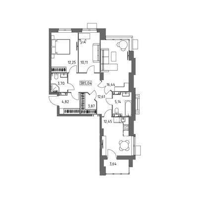 85 м², 3-комн. квартира, 5/19 этаж