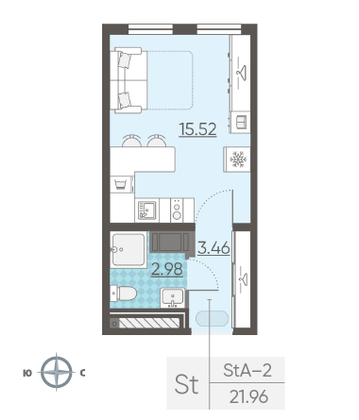 Продажа квартиры-студии 22 м², 3/25 этаж