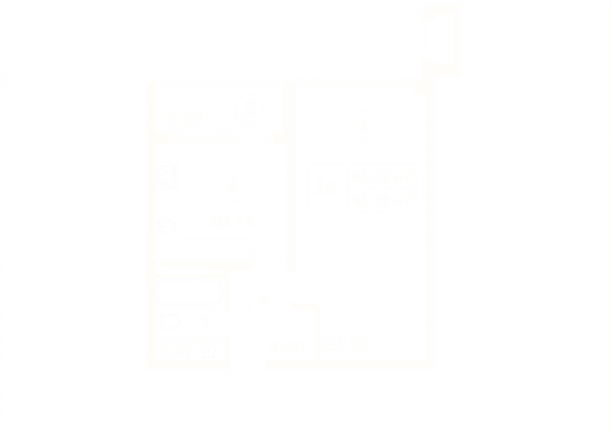 Продажа 1-комнатной квартиры 45,1 м², 9/9 этаж