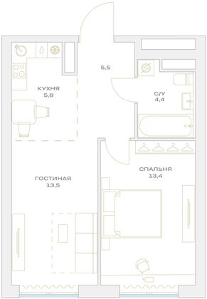 Продажа 2-комнатной квартиры 42,6 м², 10/23 этаж