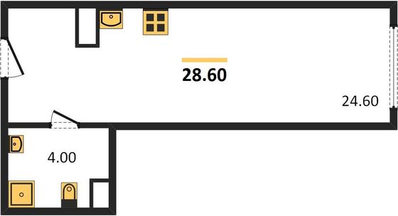 Продажа квартиры-студии 28,6 м², 1/9 этаж