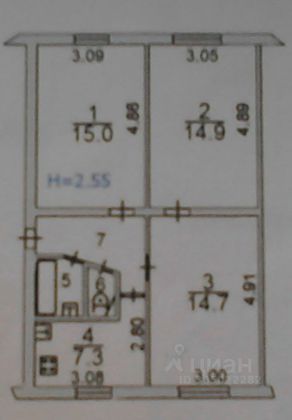 Продажа 3-комнатной квартиры 59,2 м², 5/5 этаж