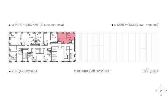 Продажа 1-комнатной квартиры 42,9 м², 47/58 этаж