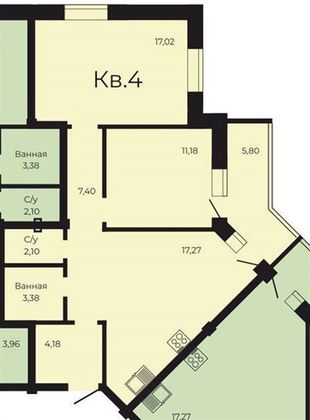 Продажа 2-комнатной квартиры 65,4 м², 3/3 этаж
