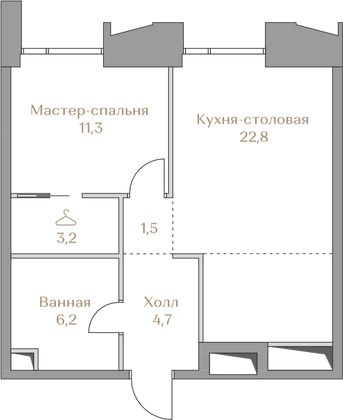 49,8 м², 2-комн. квартира, 4/17 этаж