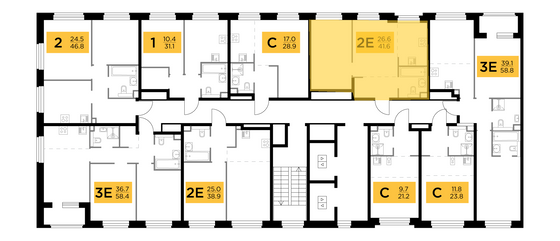 Продажа 2-комнатной квартиры 41,6 м², 17/20 этаж