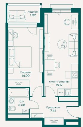 Продажа 2-комнатной квартиры 45,6 м², 2/5 этаж