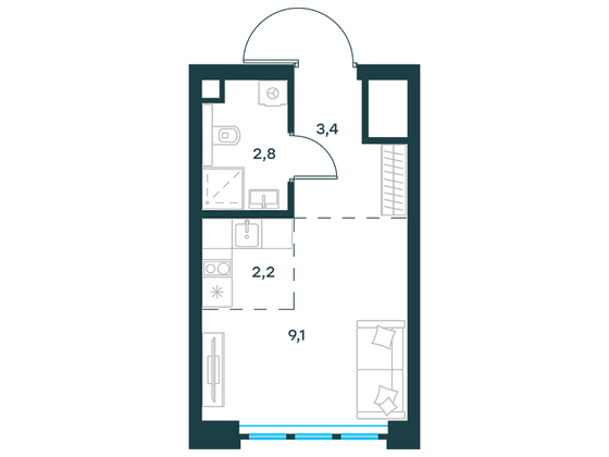 Продажа 1-комнатной квартиры 17,5 м², 6/29 этаж