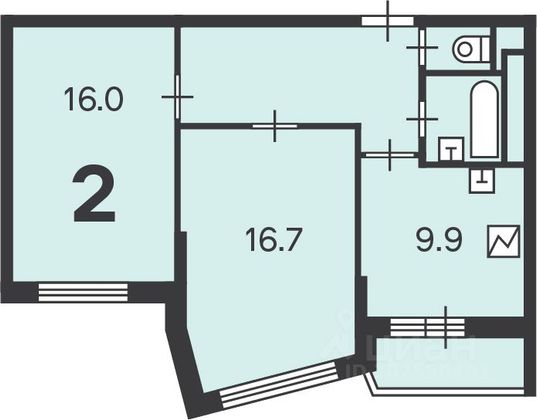 Продажа 2-комнатной квартиры 56,1 м², 23/26 этаж