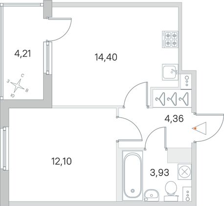 Продажа 1-комнатной квартиры 36,9 м², 2/4 этаж
