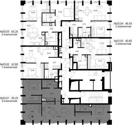 Продажа 3-комнатной квартиры 90,3 м², 3/19 этаж