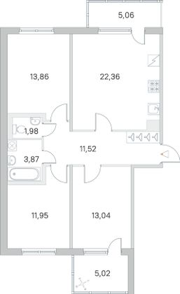 Продажа 3-комнатной квартиры 83,6 м², 1/5 этаж