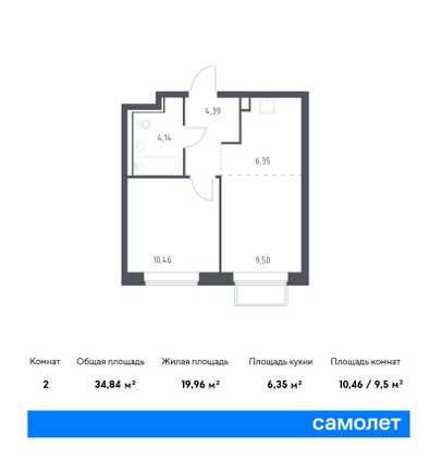 34,8 м², 1-комн. квартира, 2/17 этаж