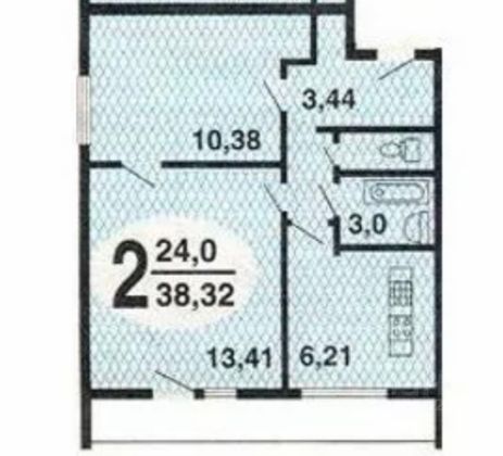 Продажа 2-комнатной квартиры 38,2 м², 3/14 этаж