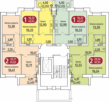 Продажа 1-комнатной квартиры 42,9 м², 5/9 этаж