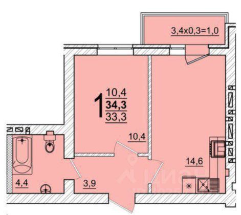 Продажа 1-комнатной квартиры 35 м², 2/5 этаж