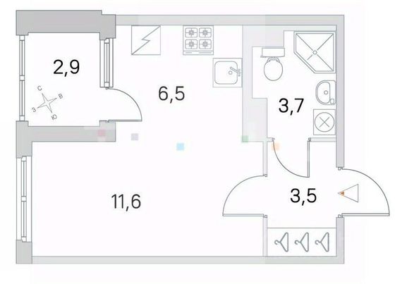 Продажа квартиры-студии 25,3 м², 3/5 этаж