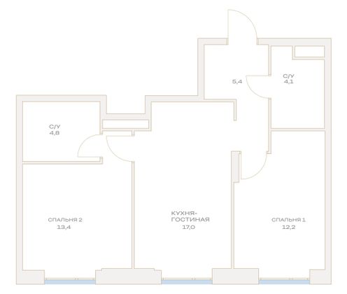 Продажа 2-комнатной квартиры 57,2 м², 5/23 этаж