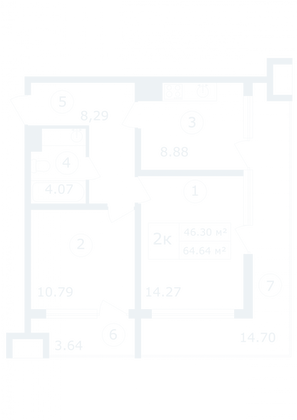 Продажа 2-комнатной квартиры 64,6 м², 10/12 этаж