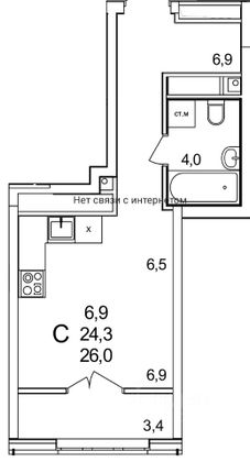 Продажа квартиры-студии 25,7 м², 19/24 этаж