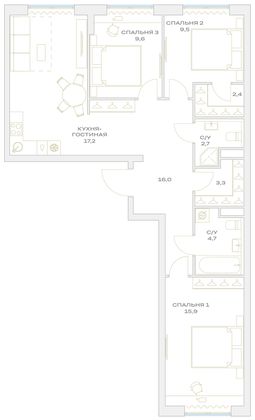 Продажа 3-комнатной квартиры 81,3 м², 10/23 этаж