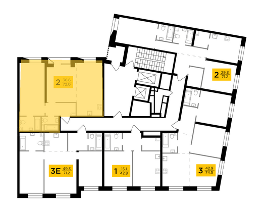 Продажа 2-комнатной квартиры 72 м², 12/14 этаж