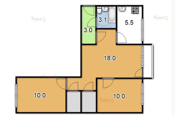 Продажа 3-комнатной квартиры 53,3 м², 3/5 этаж