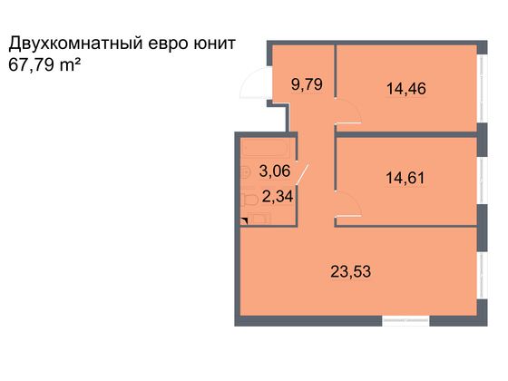 Продажа 2-комнатной квартиры 67,8 м², 3/24 этаж