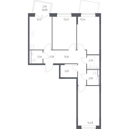 79,4 м², 3-комн. квартира, 4/17 этаж