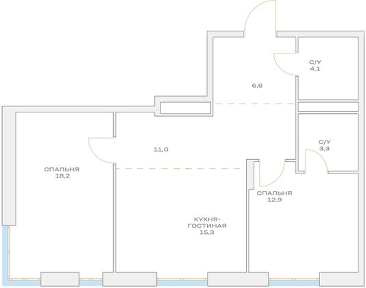 71,4 м², 3-комн. квартира, 8/23 этаж