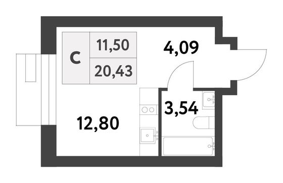 Продажа квартиры-студии 20,4 м², 2/16 этаж