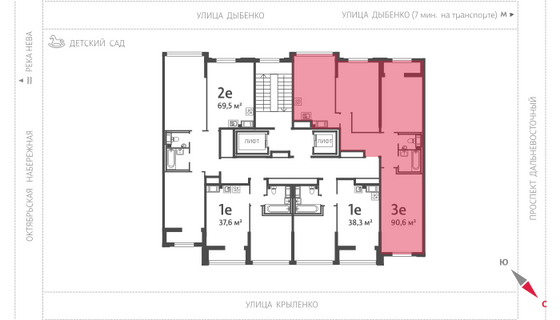 90,6 м², 3-комн. квартира, 9/23 этаж