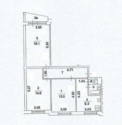 Продажа 3-комнатной квартиры 63,1 м², 1/9 этаж