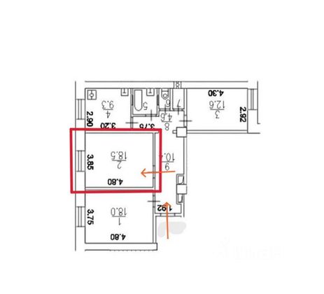 Продажа 1 комнаты, 18,5 м², 2/8 этаж