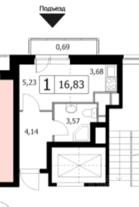 Аренда квартиры-студии 20 м², 2/9 этаж