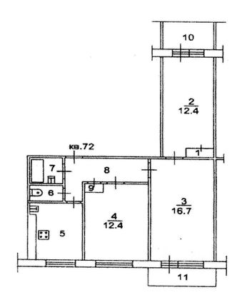 Продажа 3-комнатной квартиры 60 м², 9/9 этаж