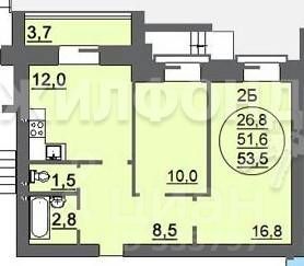Продажа 2-комнатной квартиры 52,2 м², 3/4 этаж