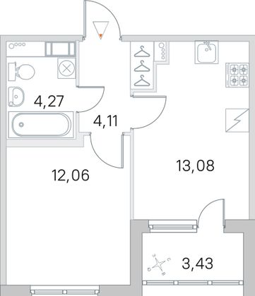 Продажа 1-комнатной квартиры 35,2 м², 3/5 этаж