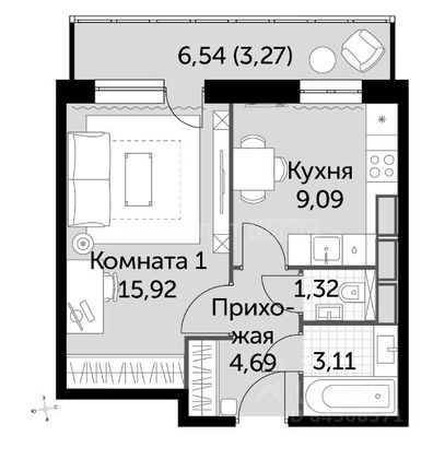 Продажа 1-комнатной квартиры 37,5 м², 13/19 этаж