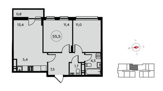 Продажа квартиры-студии 56 м², 14/15 этаж