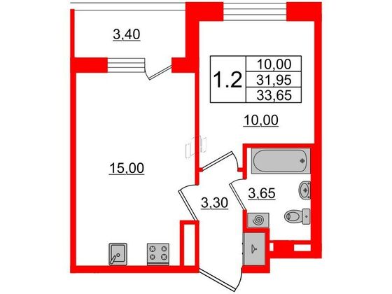 Продажа 1-комнатной квартиры 32 м², 4/4 этаж