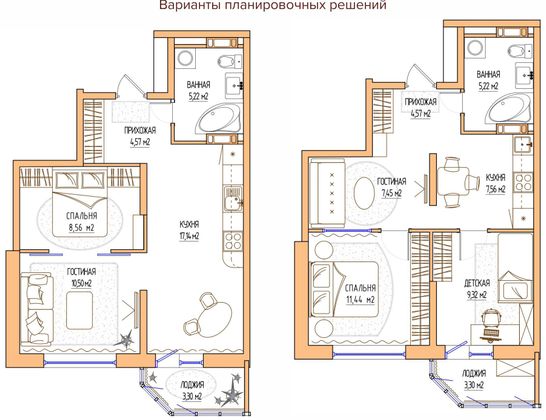 Продажа 1-комнатной квартиры 46,1 м², 8/17 этаж