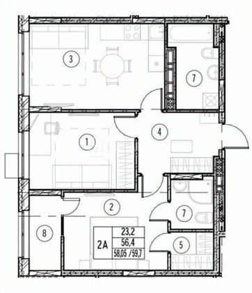 Продажа 2-комнатной квартиры 59,7 м², 6/16 этаж