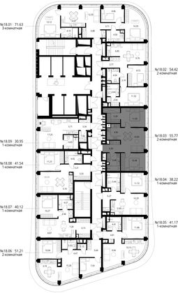 Продажа 2-комнатной квартиры 55,8 м², 18/49 этаж