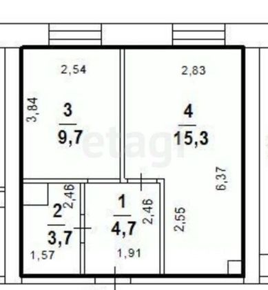 Продажа 1-комнатной квартиры 33,4 м², 5/6 этаж