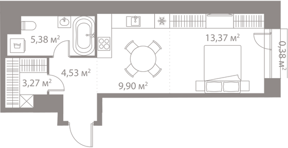 Продажа квартиры-студии 36,8 м², 6/25 этаж