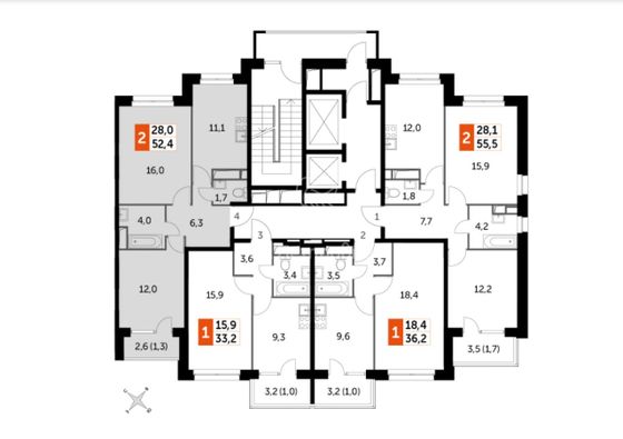 Продажа 2-комнатной квартиры 52,4 м², 16/18 этаж