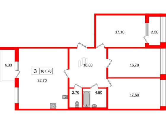 Продажа 3-комнатной квартиры 107,7 м², 2/10 этаж