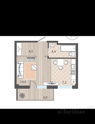 Продажа 1-комнатной квартиры 30,5 м², 2/8 этаж