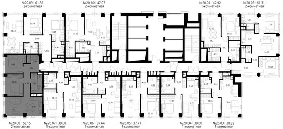 Продажа 2-комнатной квартиры 56,2 м², 20/48 этаж